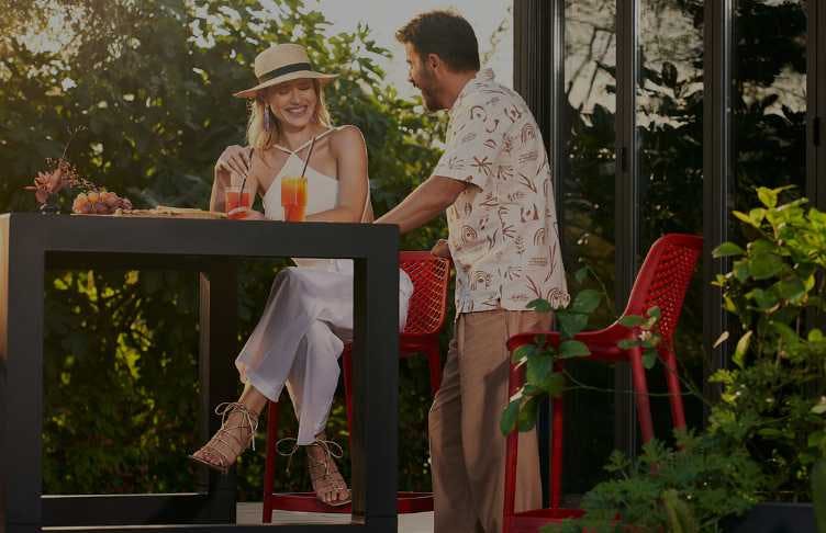 Couple enjoying commercial outdoor space