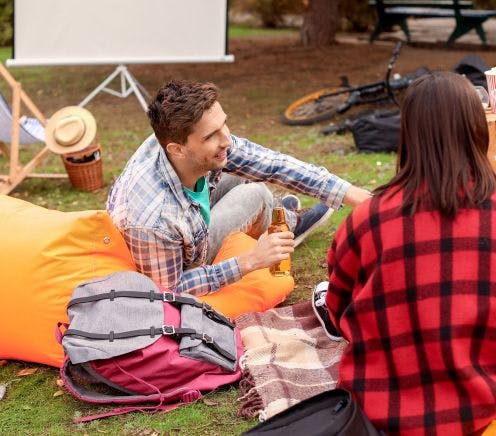 Friends Enjoying Outdoors on Outdoor Beanbags