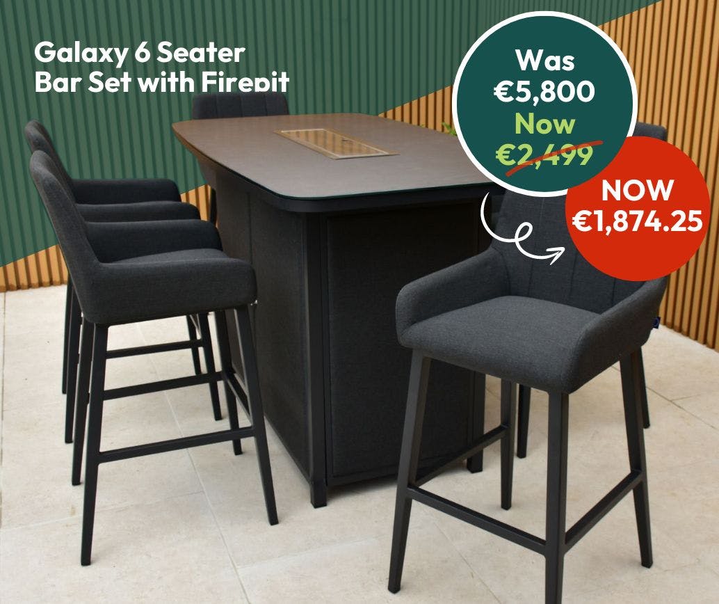Galaxy 6 Seater Outdoor Fabric Bar Set with Gas Firepit
