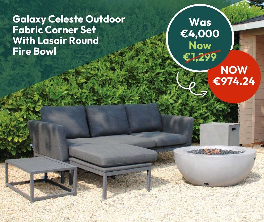 Galaxy Celeste Outdoor Fabric Corner Set With Lasair Round Fire Bowl