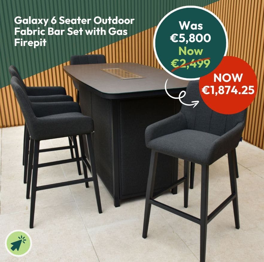 Galaxy 6 Seater Outdoor Fabric Bar Set with Gas Firepit