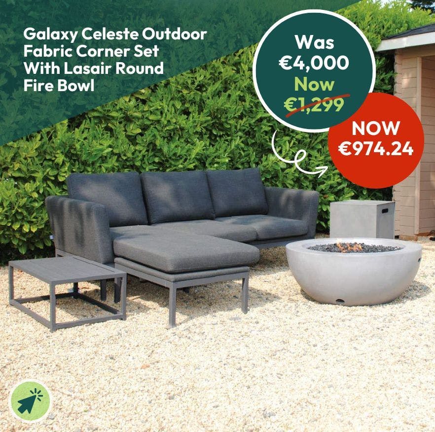 Galaxy Celeste Outdoor Fabric Corner Set With Lasair Round Fire Bowl