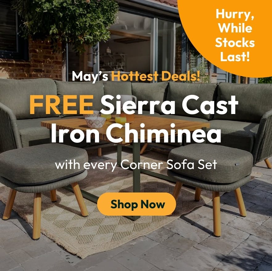 FREE Sierra Cast  Iron Chiminea With Corner Sofa Sets