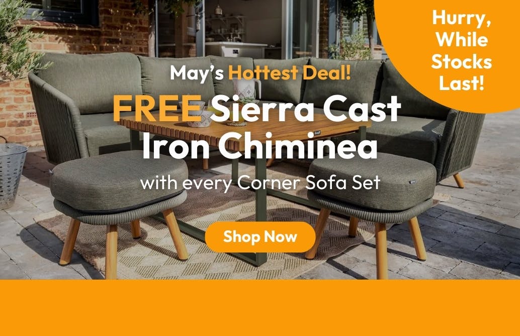 FREE Sierra Cast  Iron Chiminea With Corner Sofa Sets
