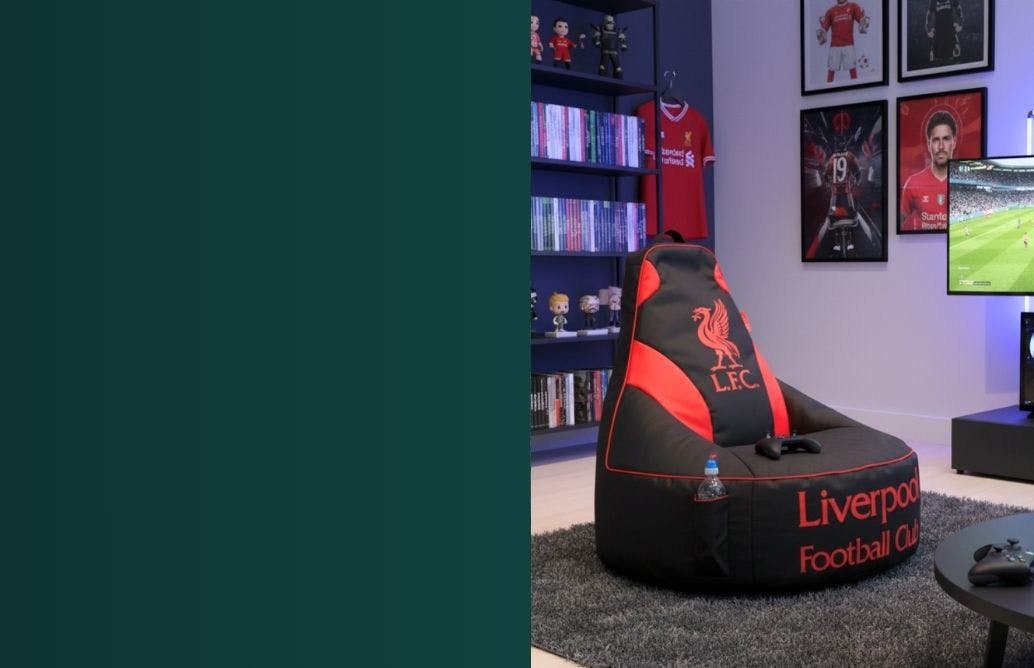 Liverpool Branded Gaming Beanbag Black and Red