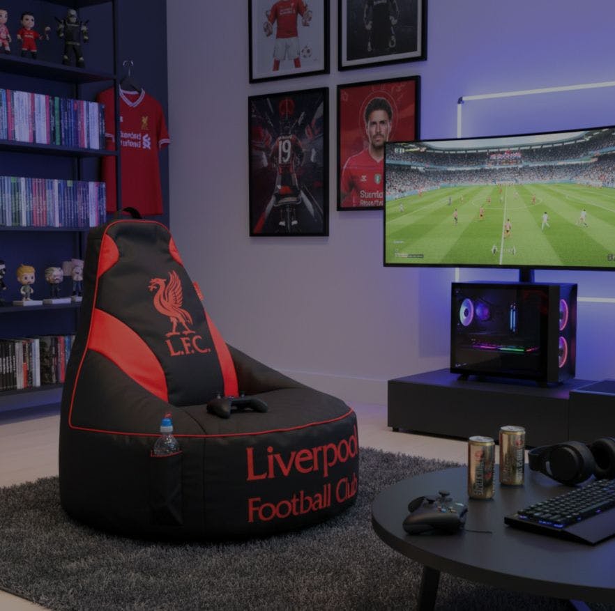 Liverpool Branded Gaming Beanbag Black and Red