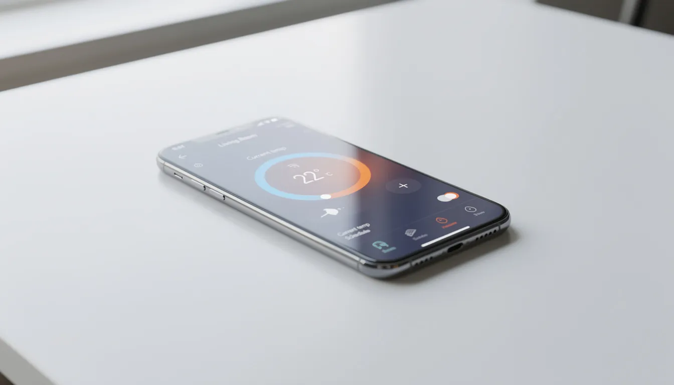 mobile phone connecting to smart thermostat