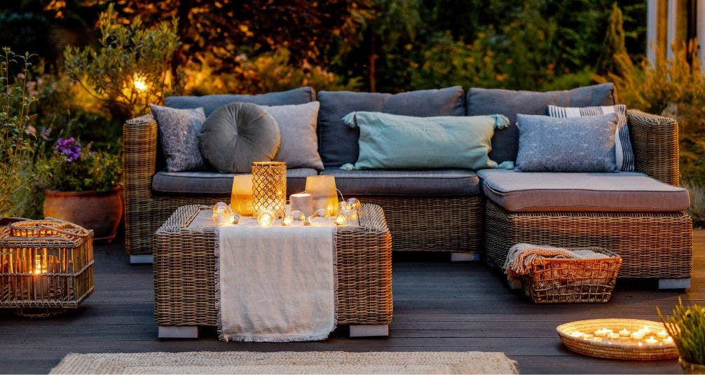 L shaped rattan lounge set