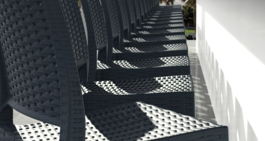 Close Up of Fiji Plastc Bar Stools