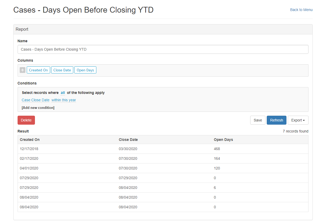 Custom Reports - Results