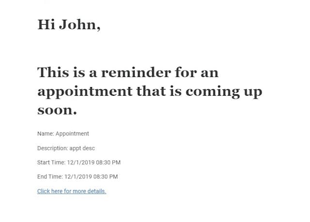 Email Reminder of Appointment