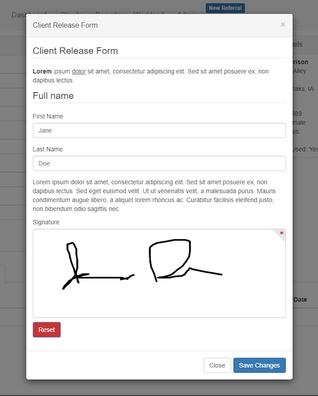 Client signature