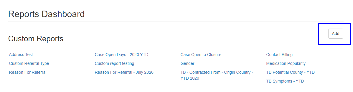 Custom Reports - Add New Report