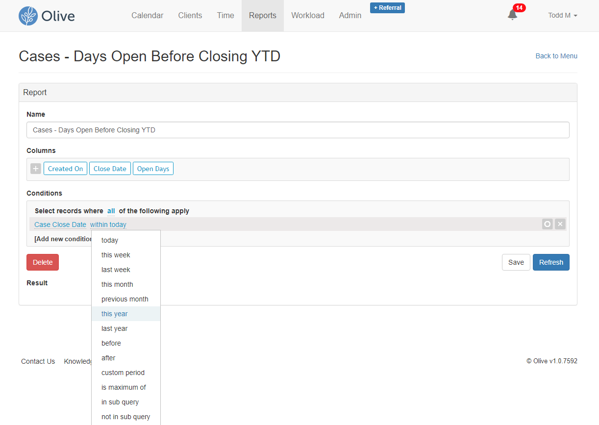 Custom Reports - Criteria - This Year