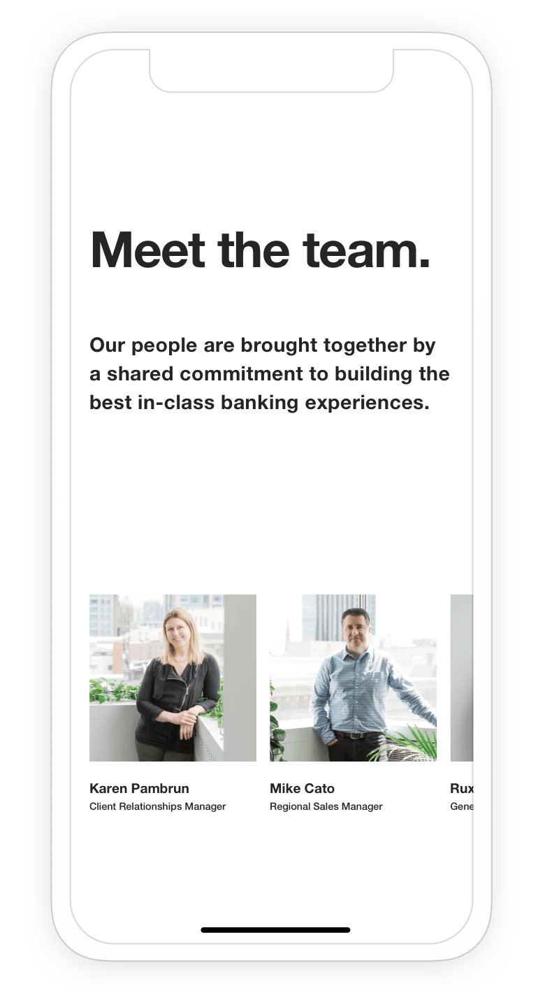 Mock-up of mobile phone showing the About Us page from the Aequilibrium website