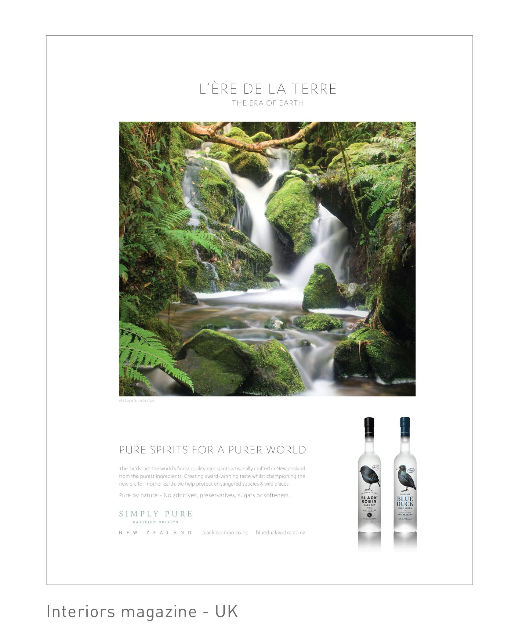 Magazine ad for Blue Duck Vodka and Black Robin Gin