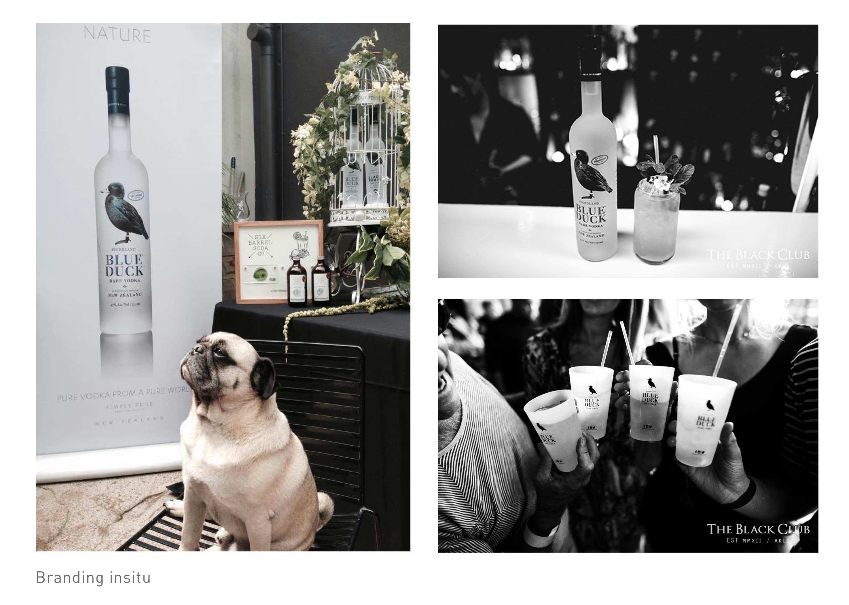 Insitu branding for Blue Duck Vodka and Black Robin Gin