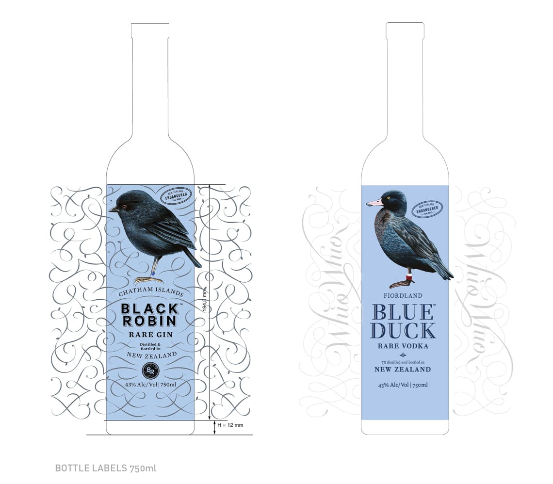 Renderings of bottle labels