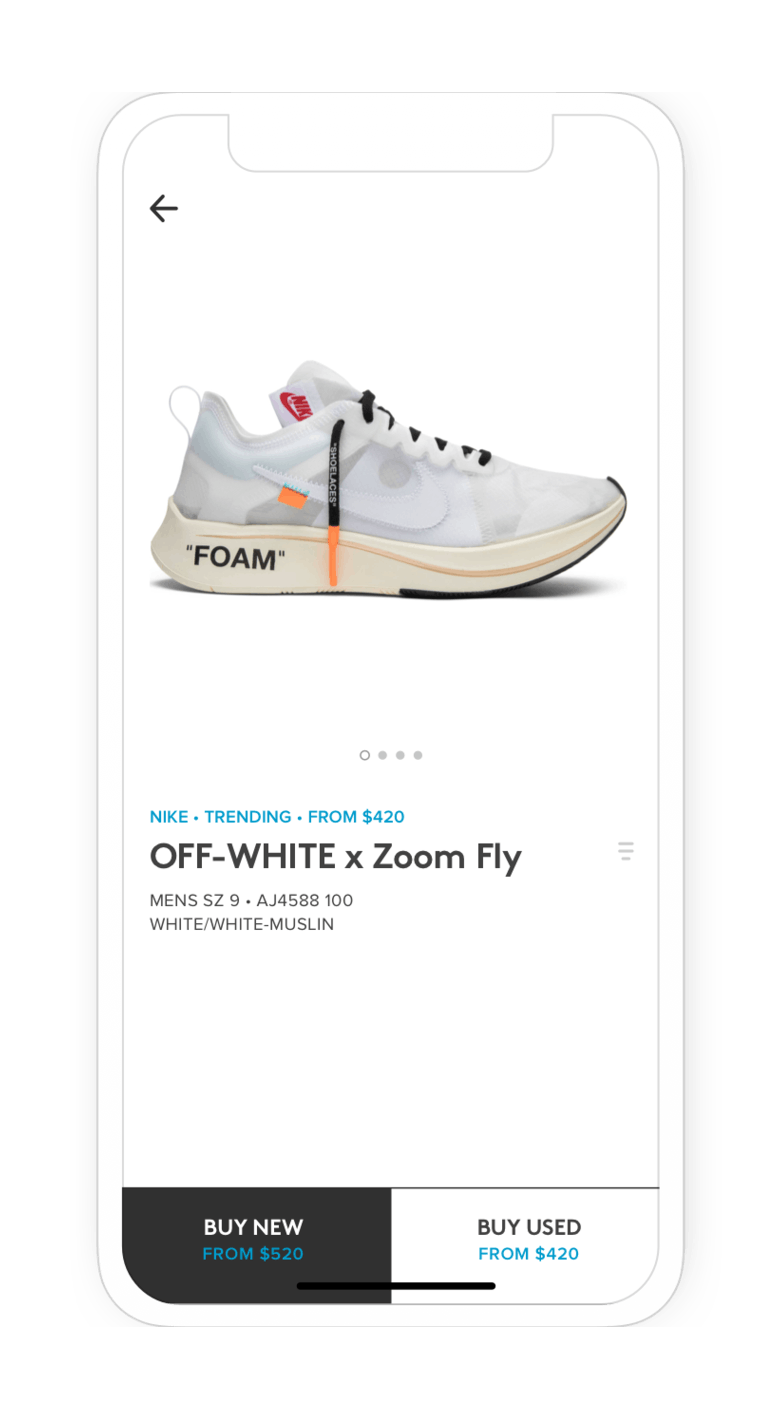 Sneaker Con app product details screen