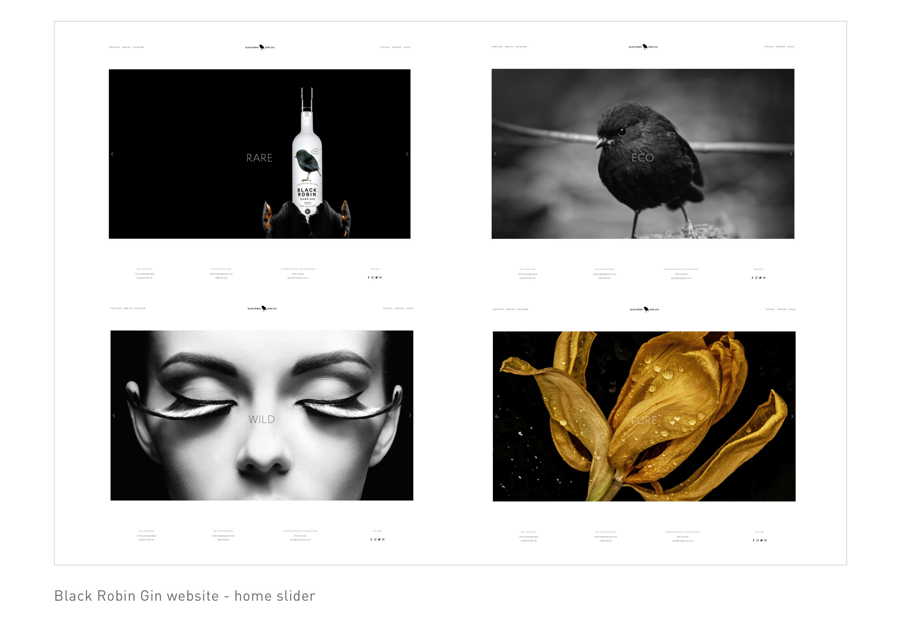 Website home slider for Black Robin Gin