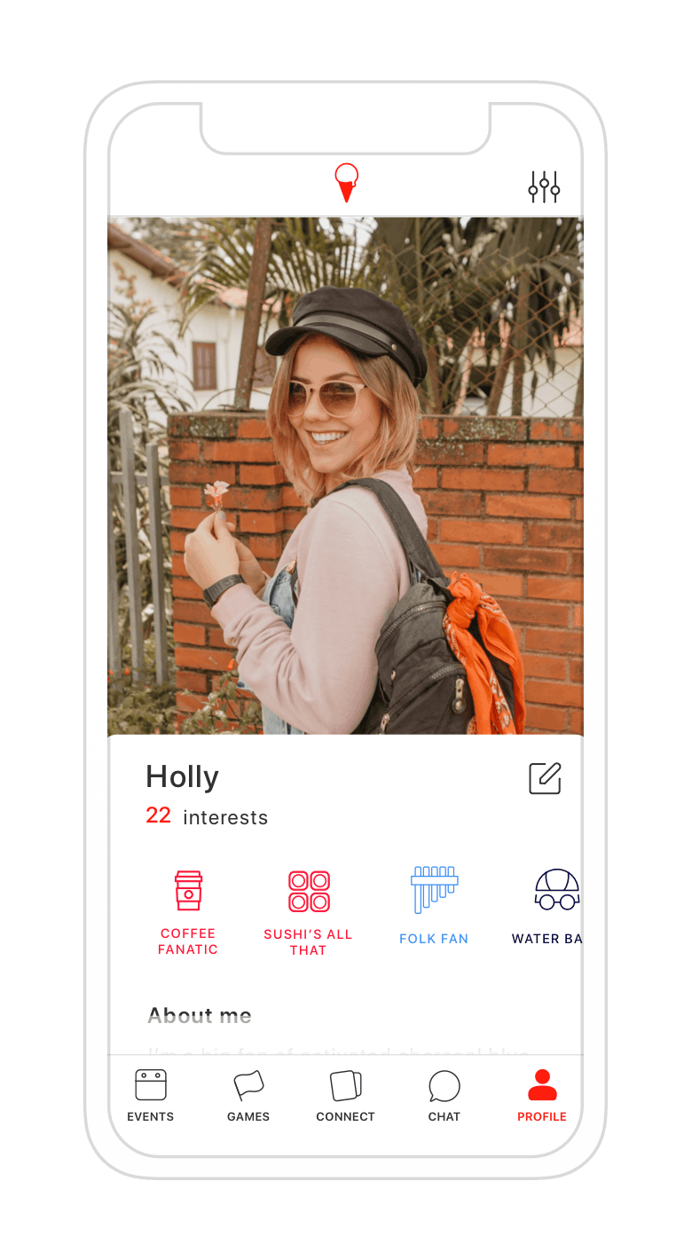 Jelato app profile screen 