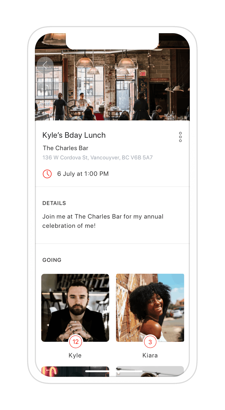 Jelato app event creation screen 