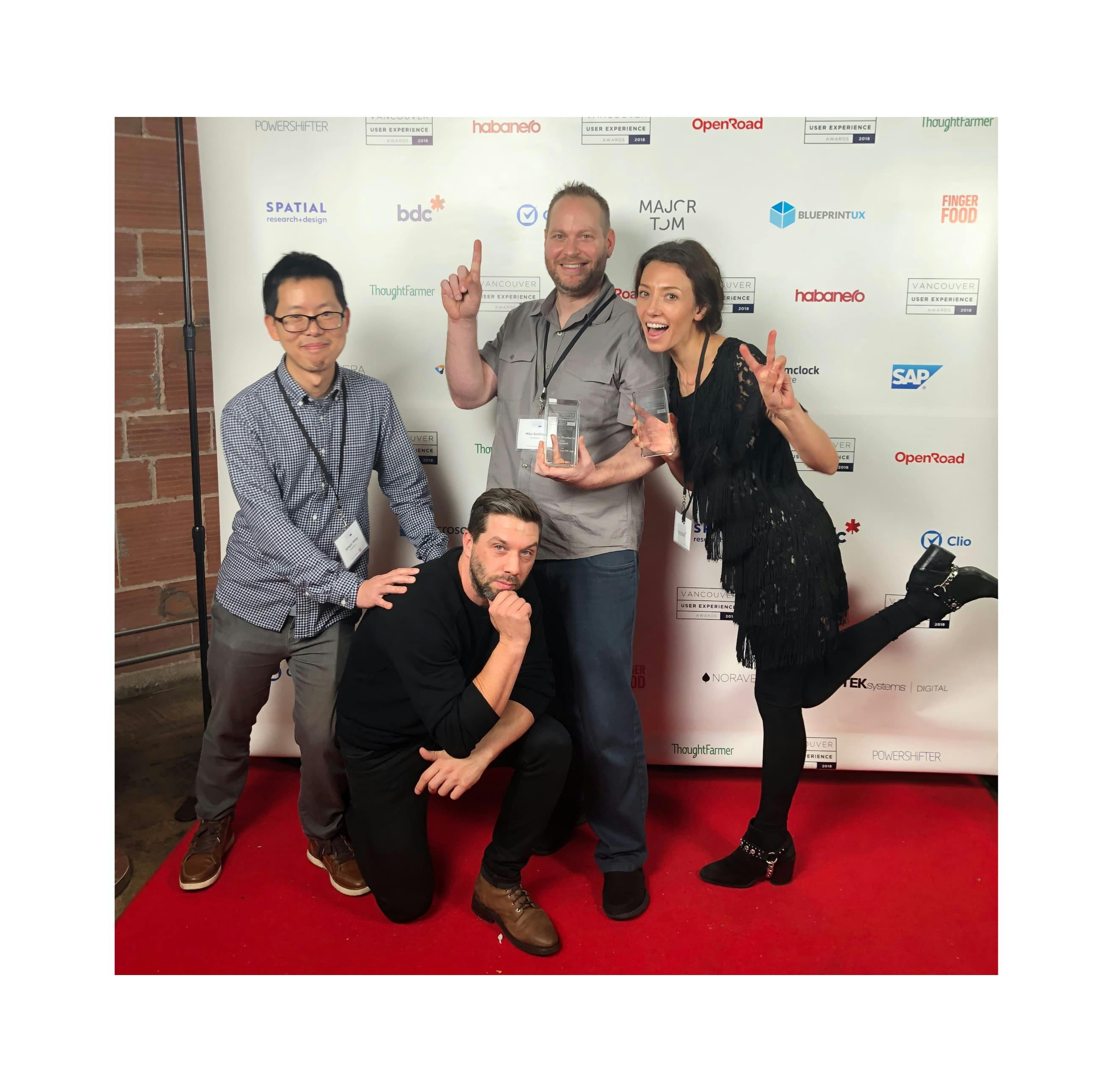 Aequilibrium team at the Van UX Awards with two awards
