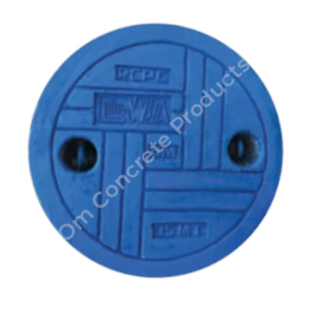 A blue colored manhole cover image