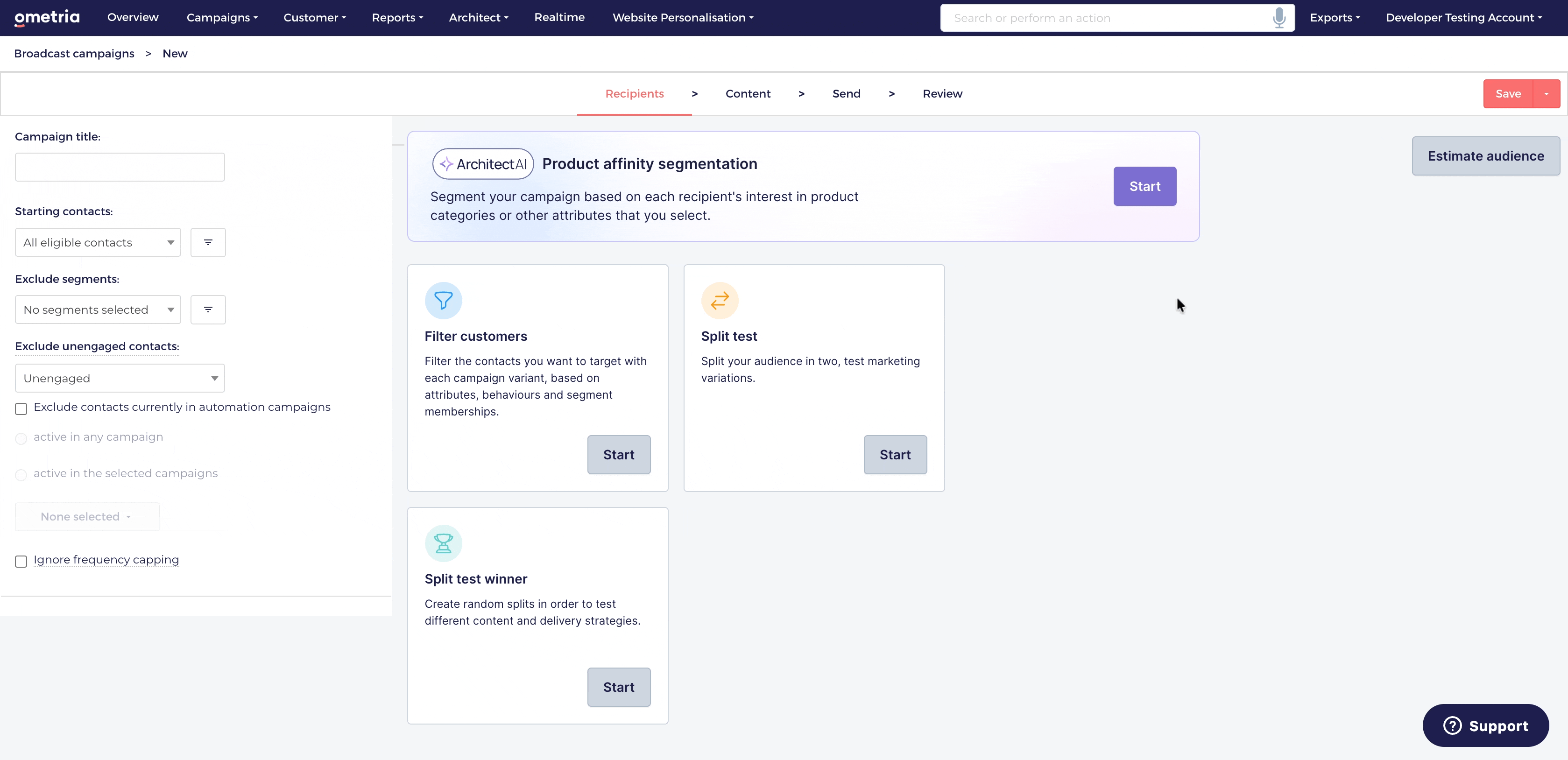 Ometria Architect AI Product Affinity Segments