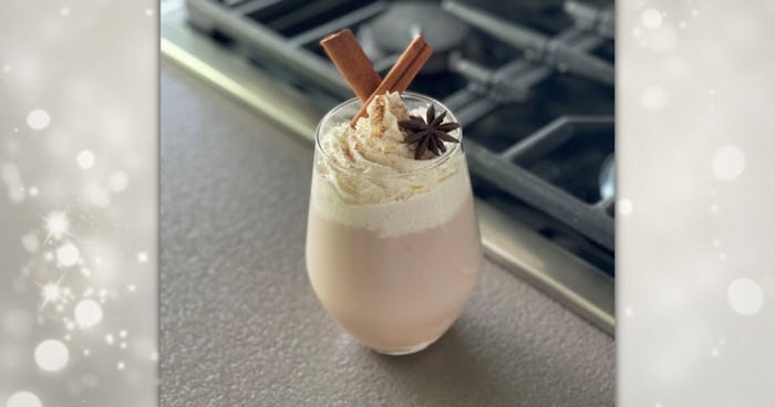 Photo of a hot buttered rum beverage
