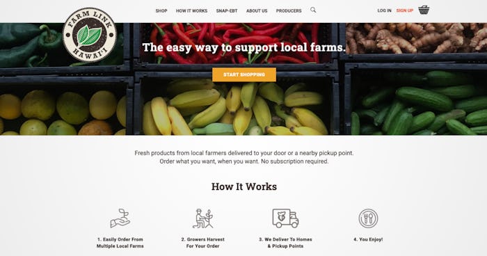 Screenshot of Farm Link Hawai‘i website