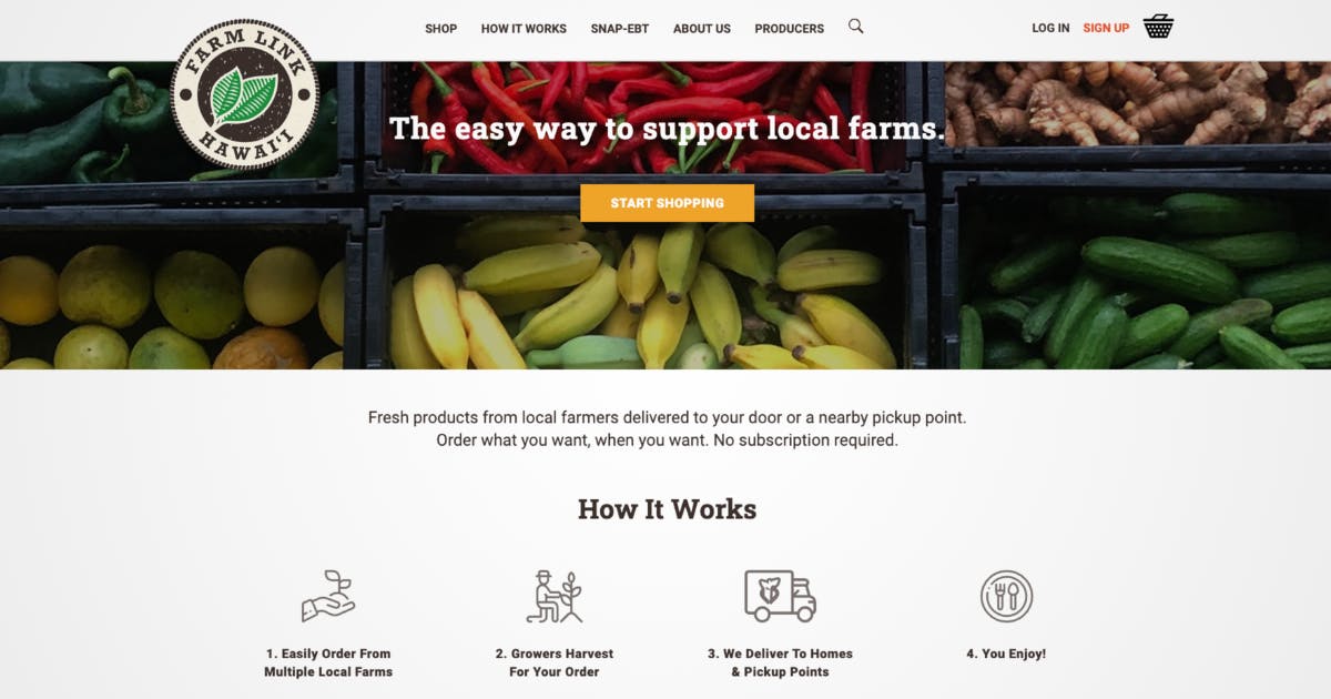 Screenshot of Farm Link Hawai‘i website