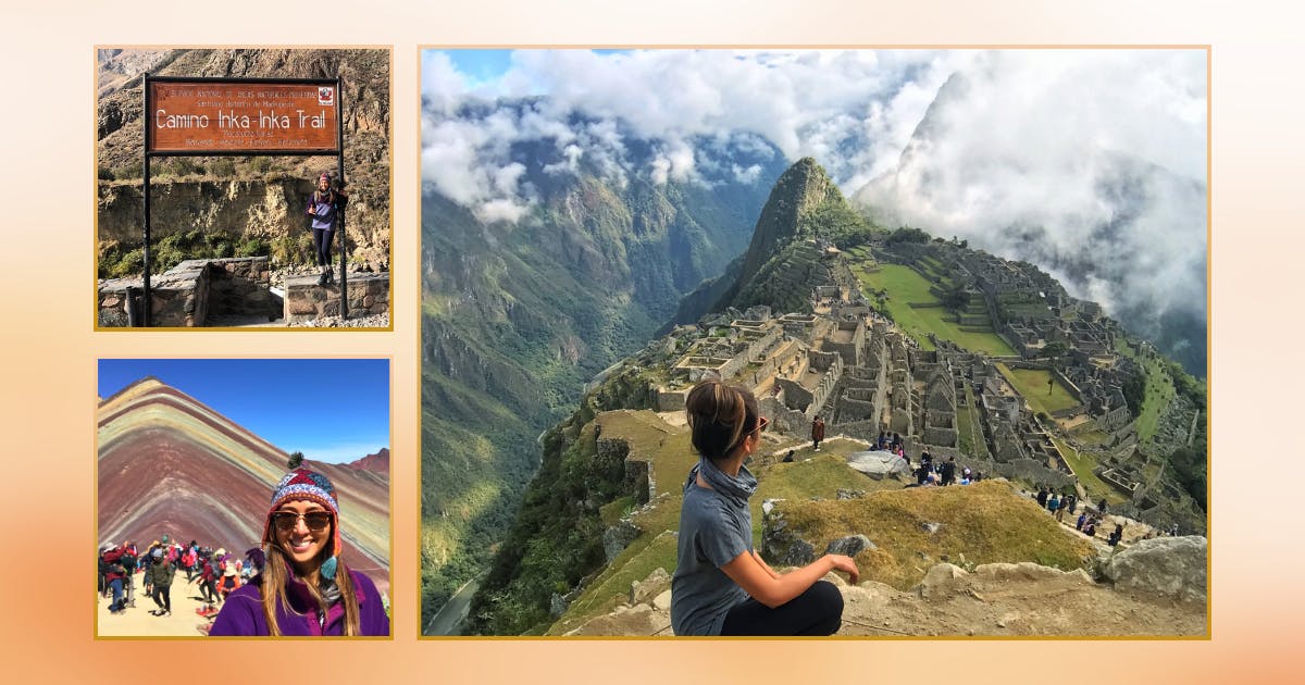 Composite of photos of Nicole Velasco at Machu Picchu