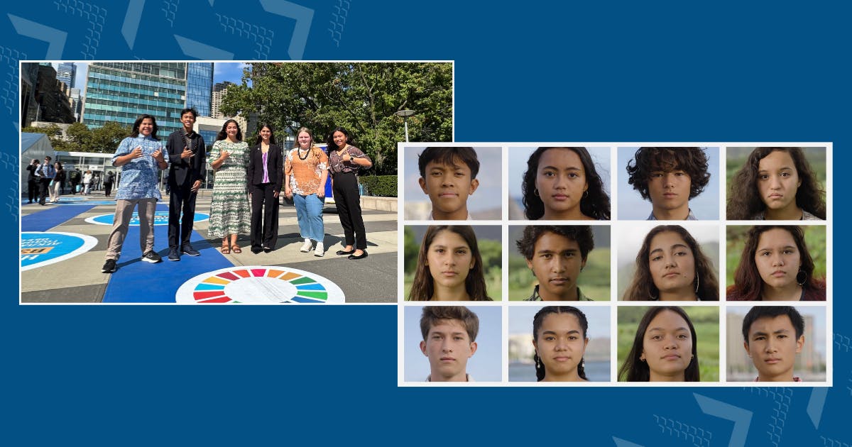 Composite photo of Hawai‘i SDG Youth Council and screenshot from Hawai‘i Green Growth Youth Voice video.