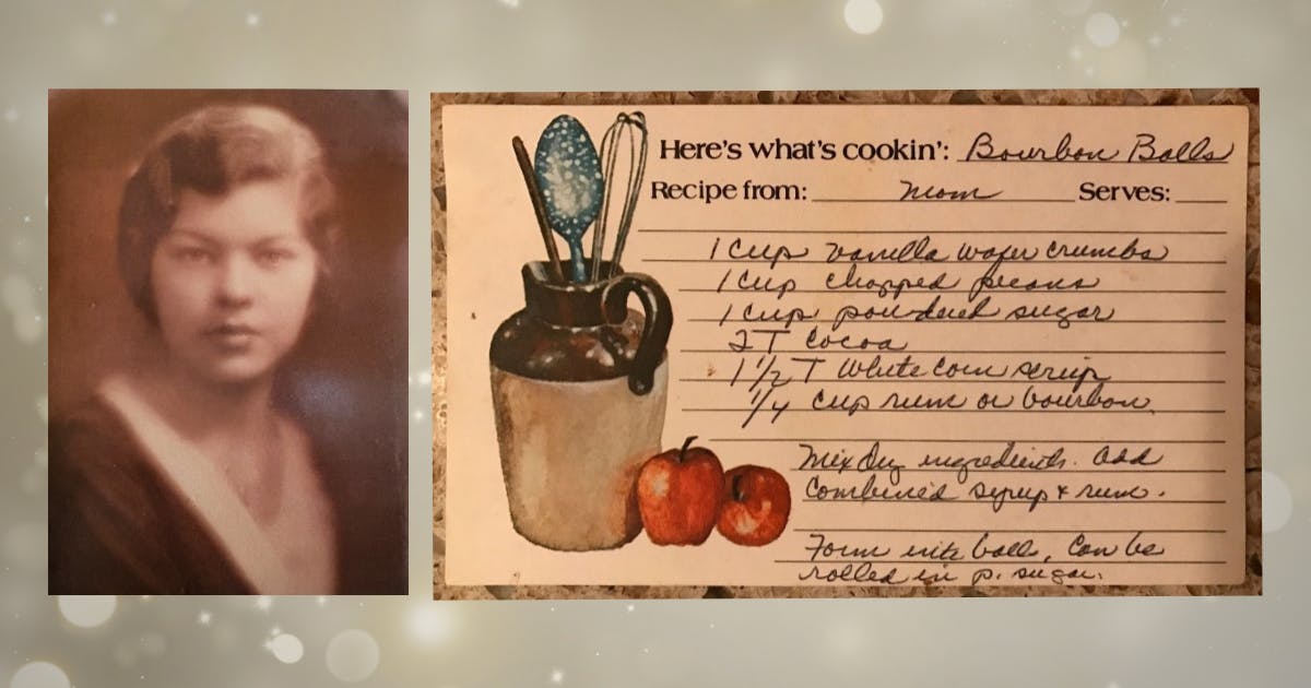 Photo of woman and recipe card