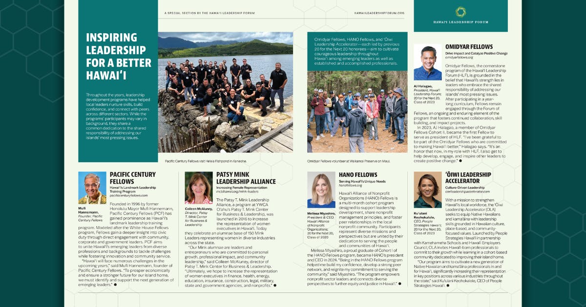 Photo of Hawai‘i Leadership Forum Feature in Hawai‘i Business Magazine - March 2025
