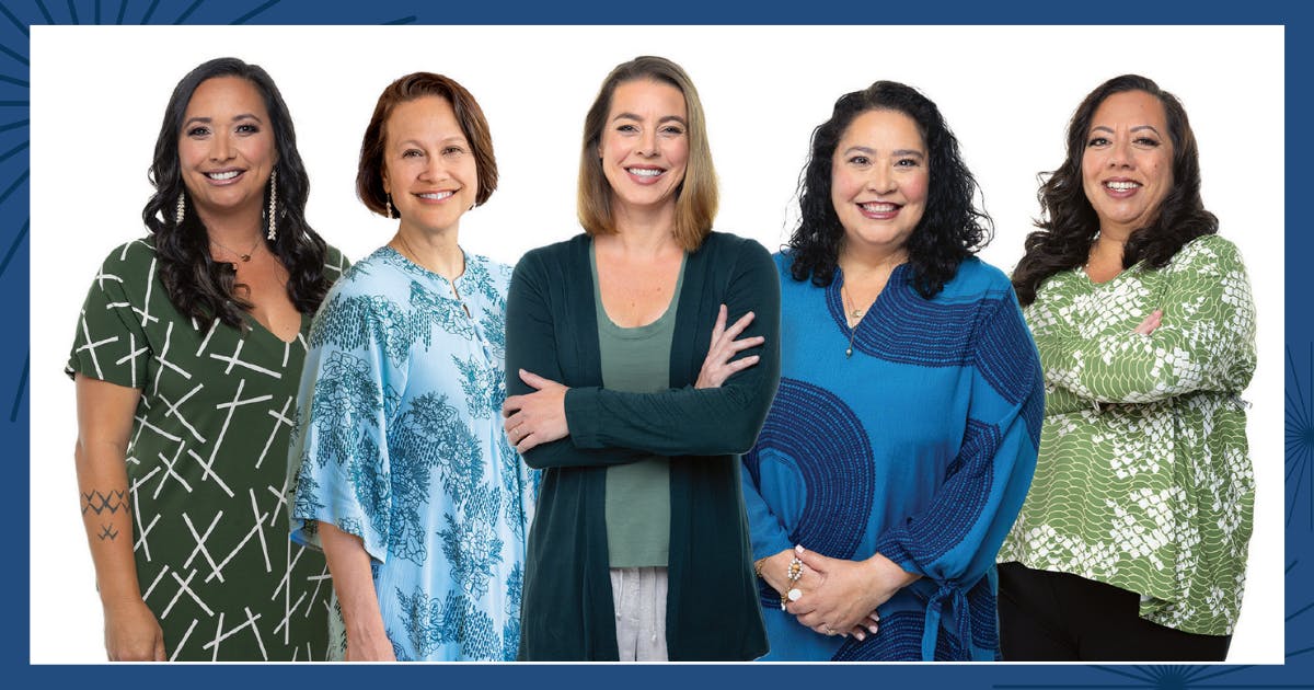 Photo of Mālia Ka‘aihue, Stephany Vaioleti, Claire Sullivan, Catherine Awakuni Colón, Kapā Oliveira