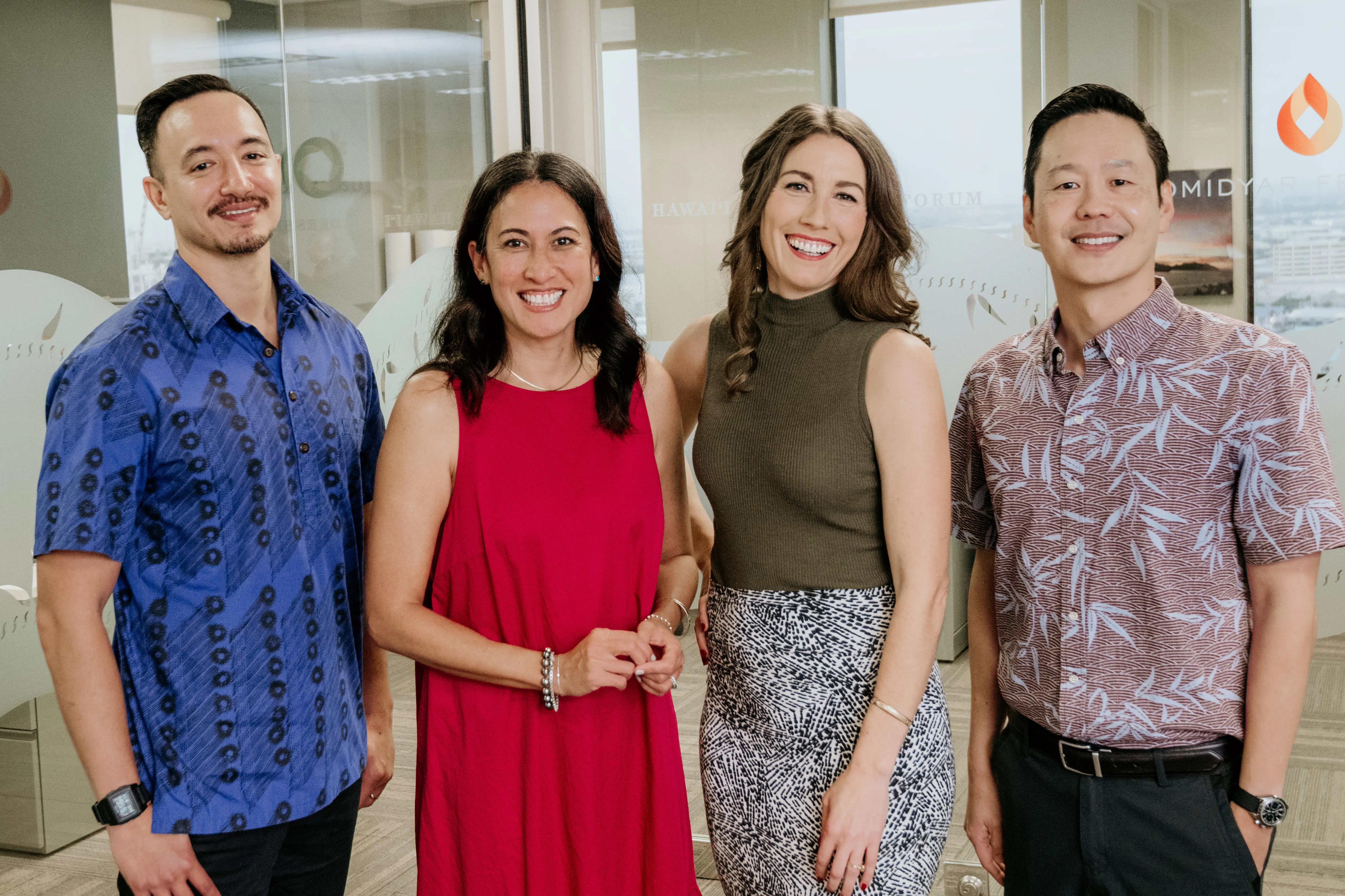 Photo of Ryan Kanaka‘ole, Michelle Jaime, Liza Ryan Gill, and Terence Young