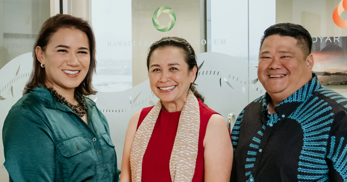 Photo of Ku‘ulani Keohokalole, Kelly Miyamura, and Kaipo Perez III