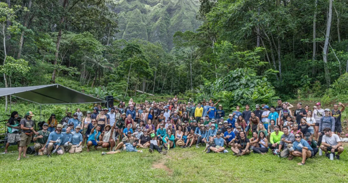 Photo of a large group of people outside