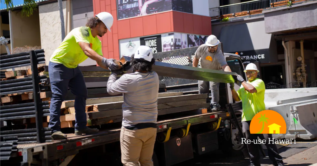 A group of workers at a deconstruction site