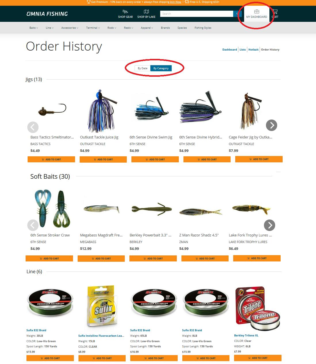 Order History: View By Category