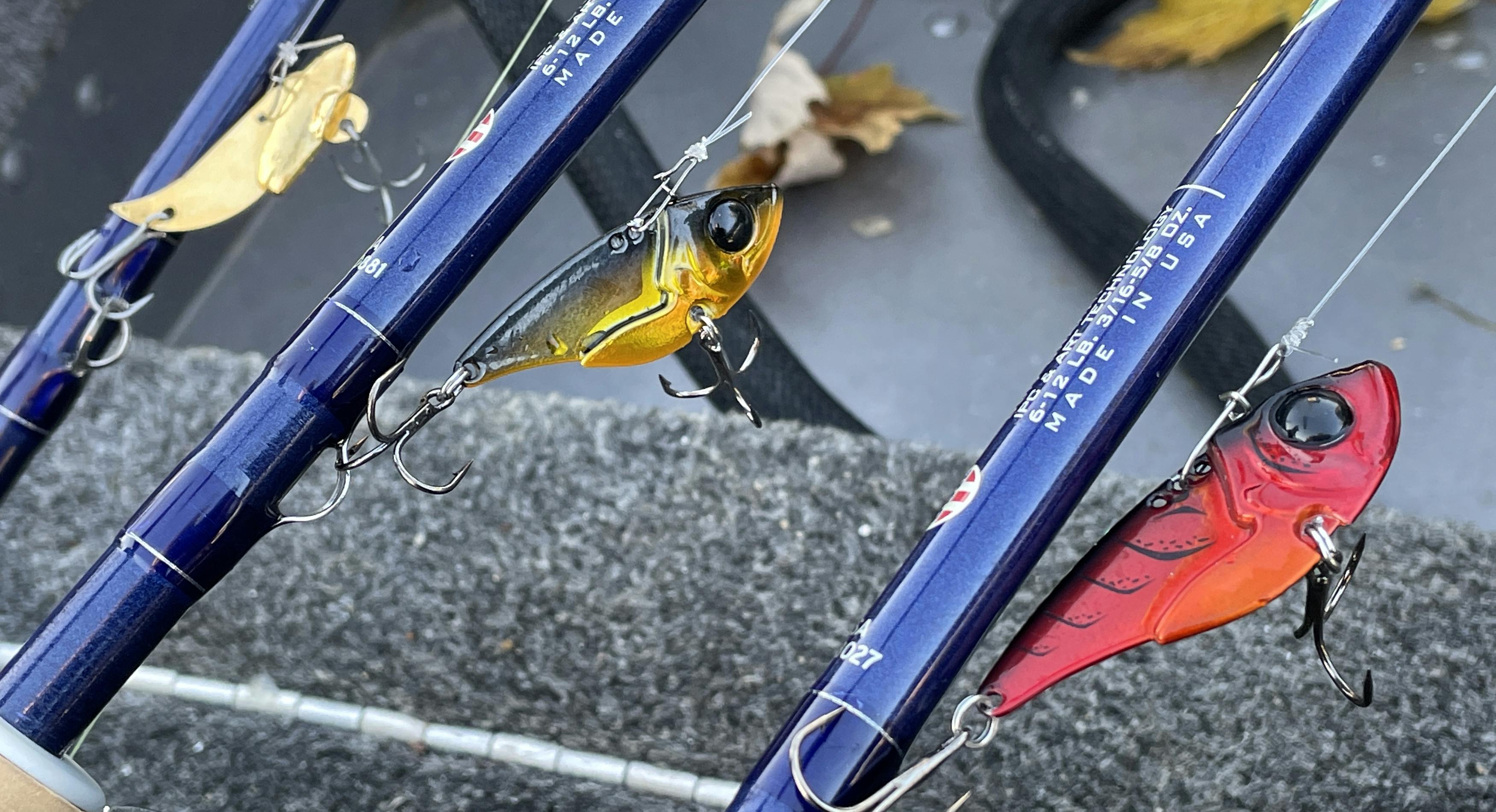 Blade baits rigged for fall fishing
