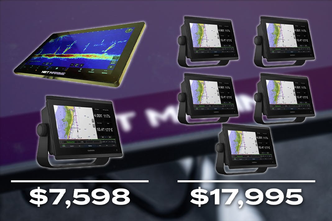 Graphic comparing the price of one Garmin 8612 and NBT Battleship vs five Garmin 8612's