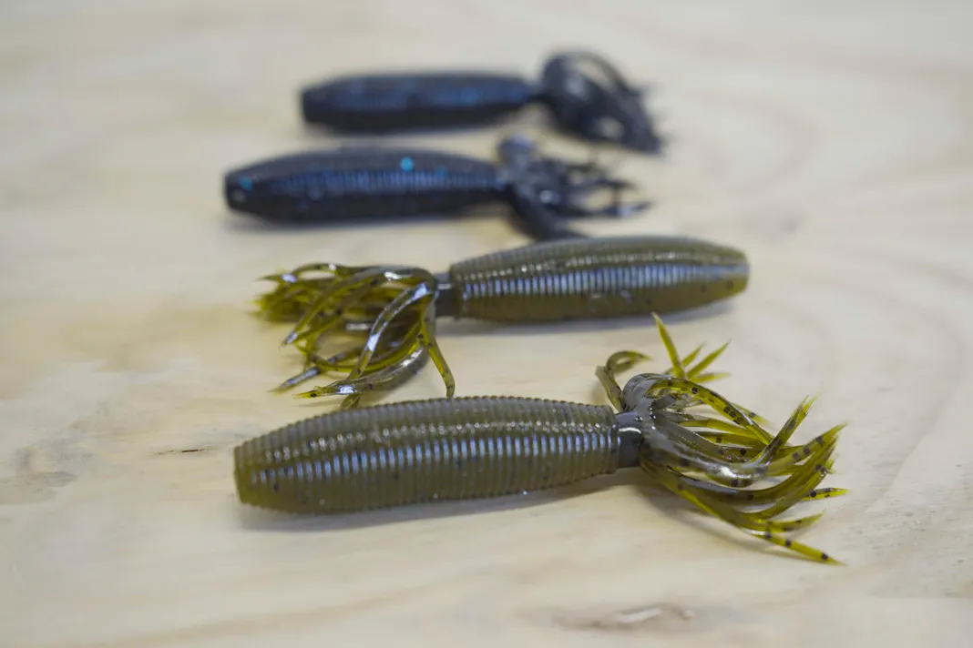 Yamamoto Fat Ika 4 Inch – Green Pumpkin Purple Flake – Solid Tube Style Soft Bait – 92F-10-301