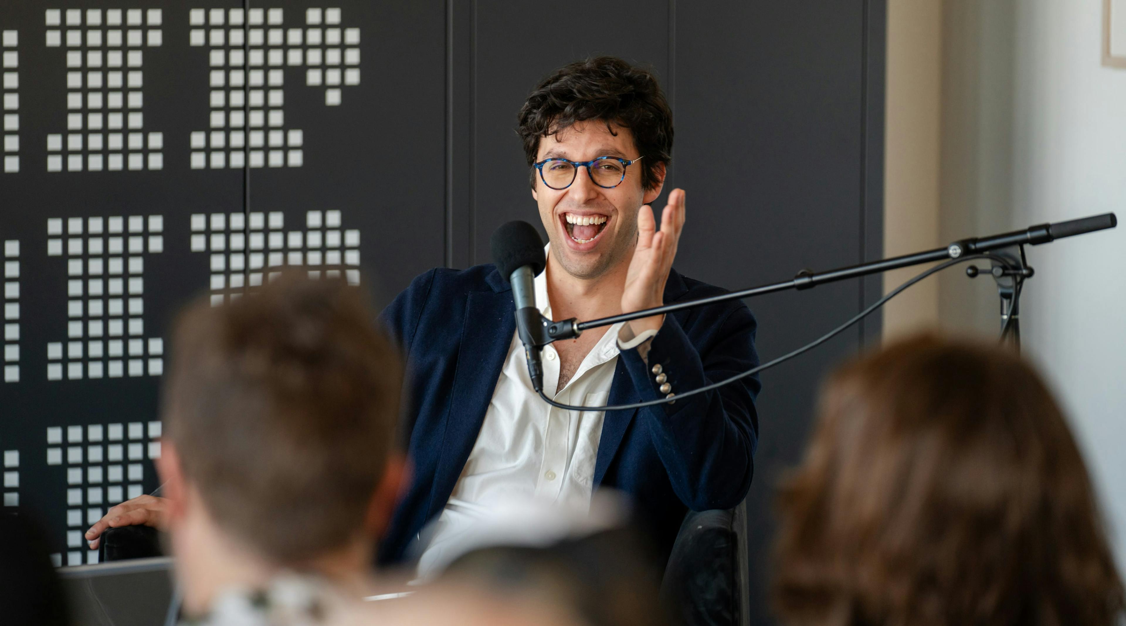 Nate Sloan, host of Switched On Pop, at On Air Fest 2024.