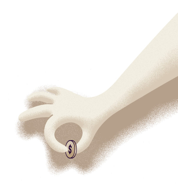 Hand holding dollar coin