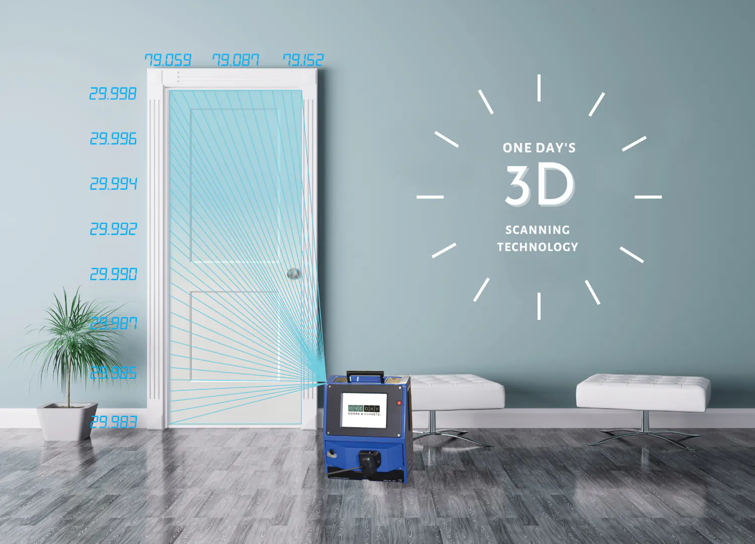 3D scanner measuring a door
