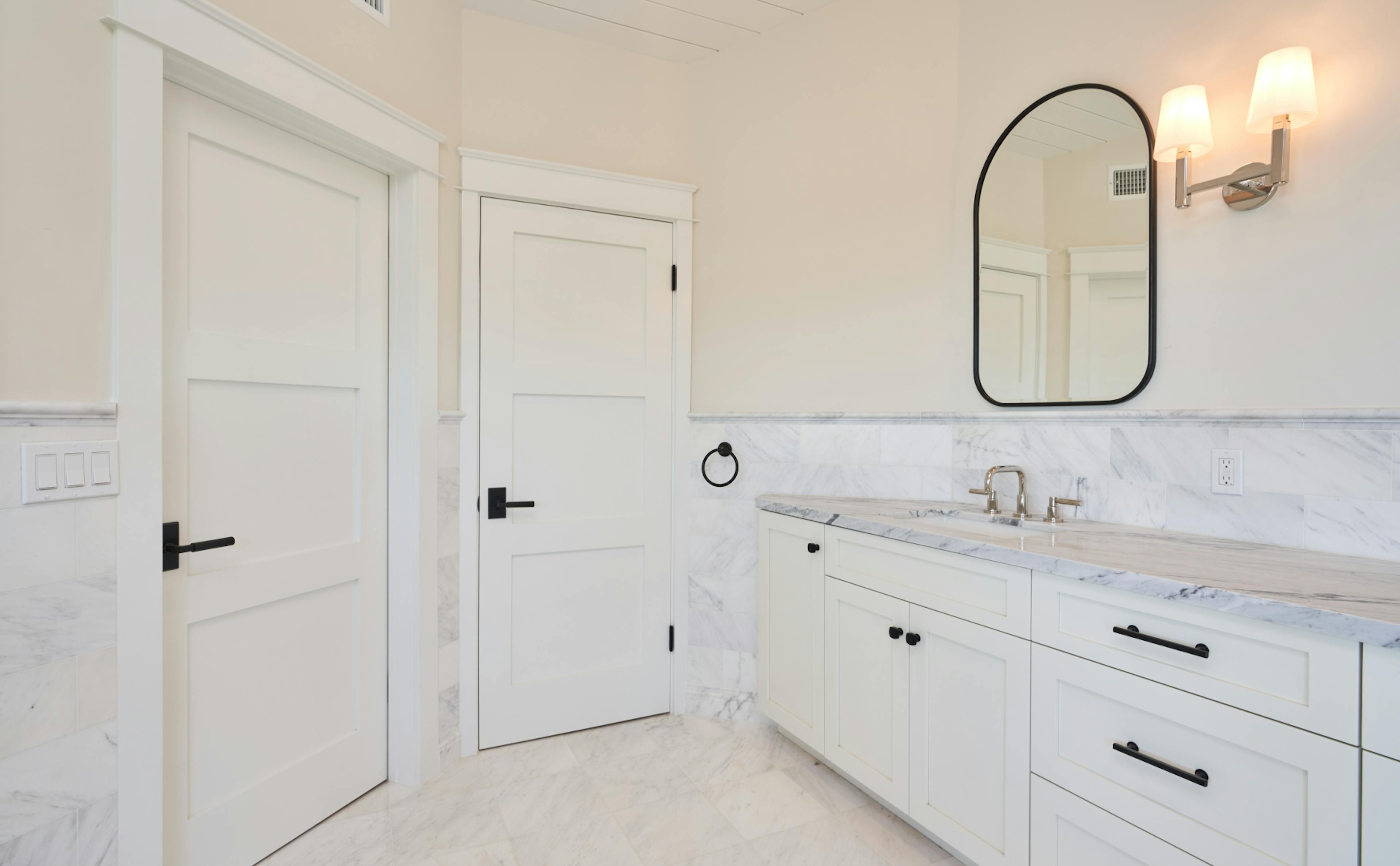 Bathroom remodel with doors