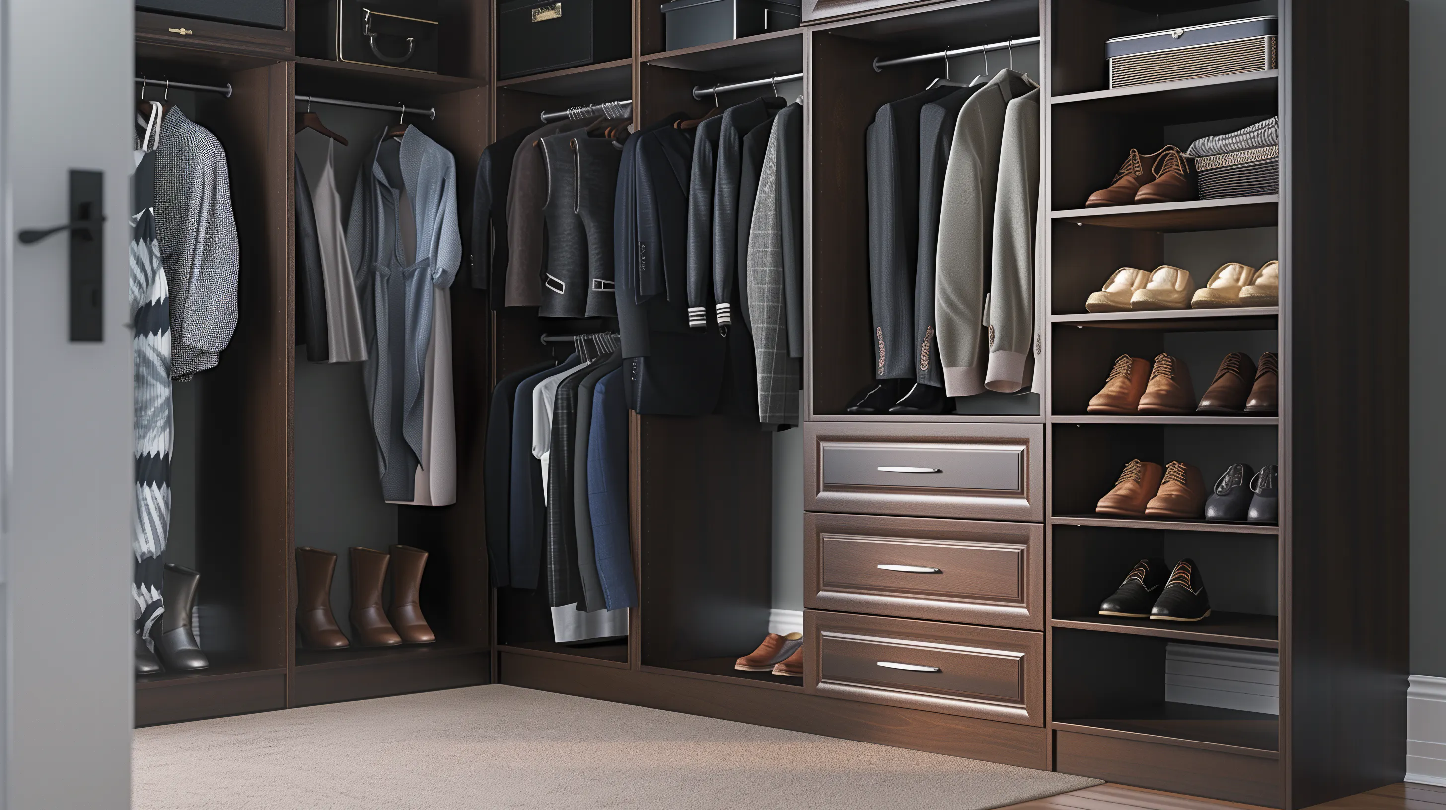 dark wood closer organizer